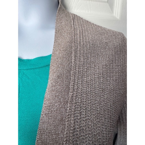 ZARA Ribbed Knit Oversized Minimalist Cardigan Tan Classic Cotton Open Front XL - Picture 3 of 12